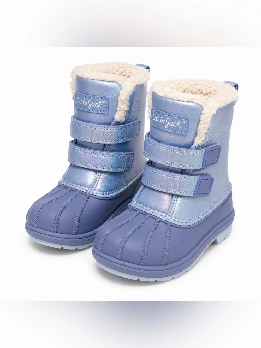 Cat & Jack Girls' Iridescent Lavender Snow Boots with Sherpa Cuff